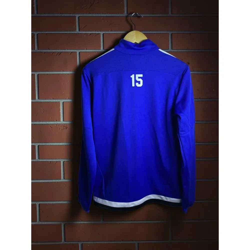Adidas ClimaCool Full Zip Track Jacket Blue White Men's Small #15
